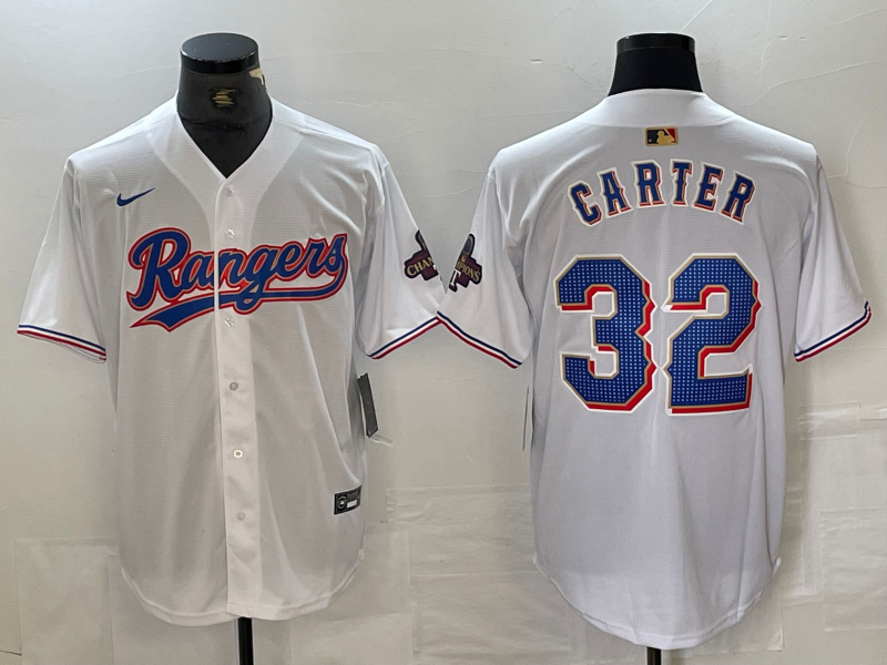 Men's Texas Rangers Evan Carter #32 White 2024 Gold Collection Limited Jersey